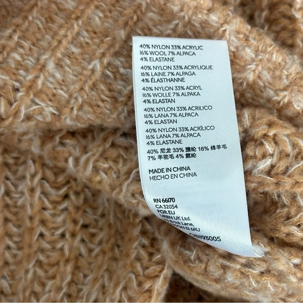 Anthropologie Honore Chunky Knit Wool Alpaca Blend Sweater Honey Tan Women Small